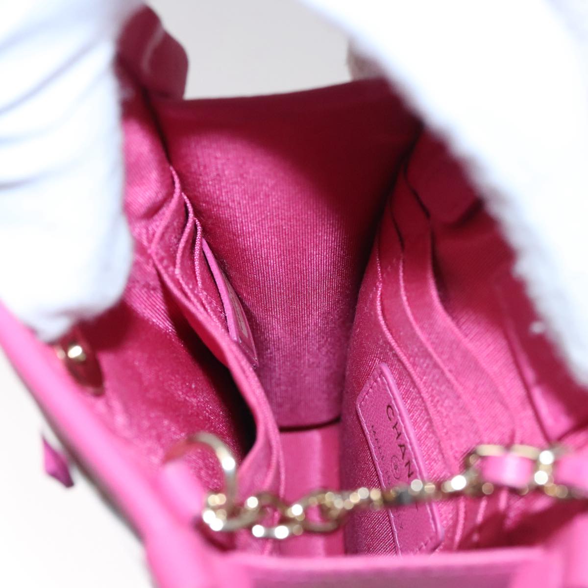 CHANEL Chain Shoulder Bag Tweed Vinyl Pink Gold CC 105704A
