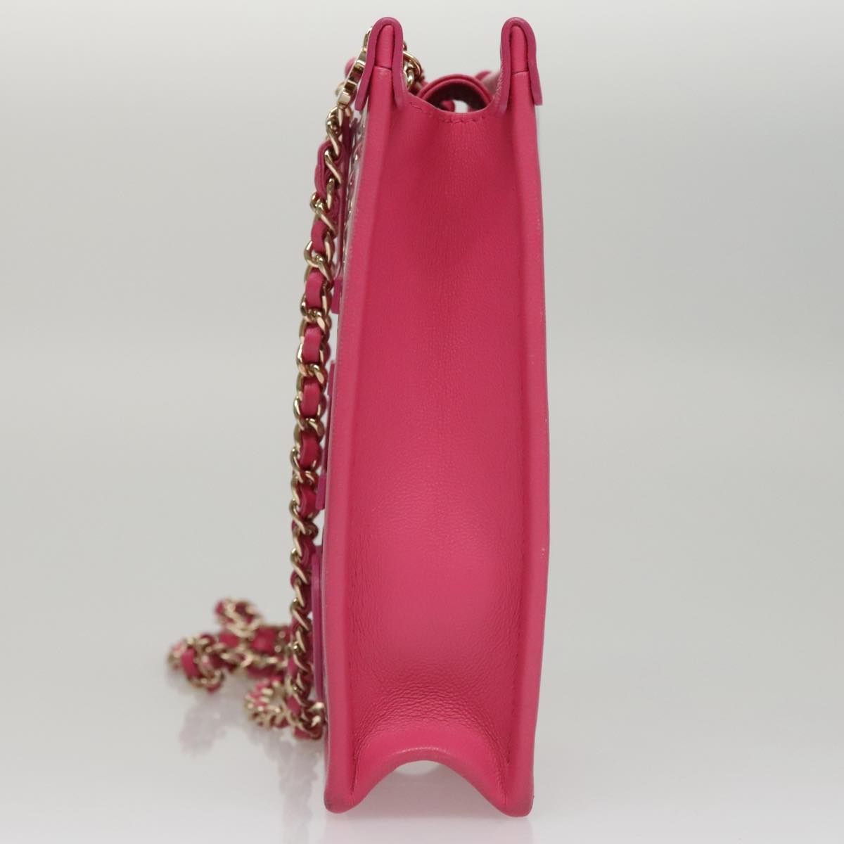 CHANEL Chain Shoulder Bag Tweed Vinyl Pink Gold CC 105704A