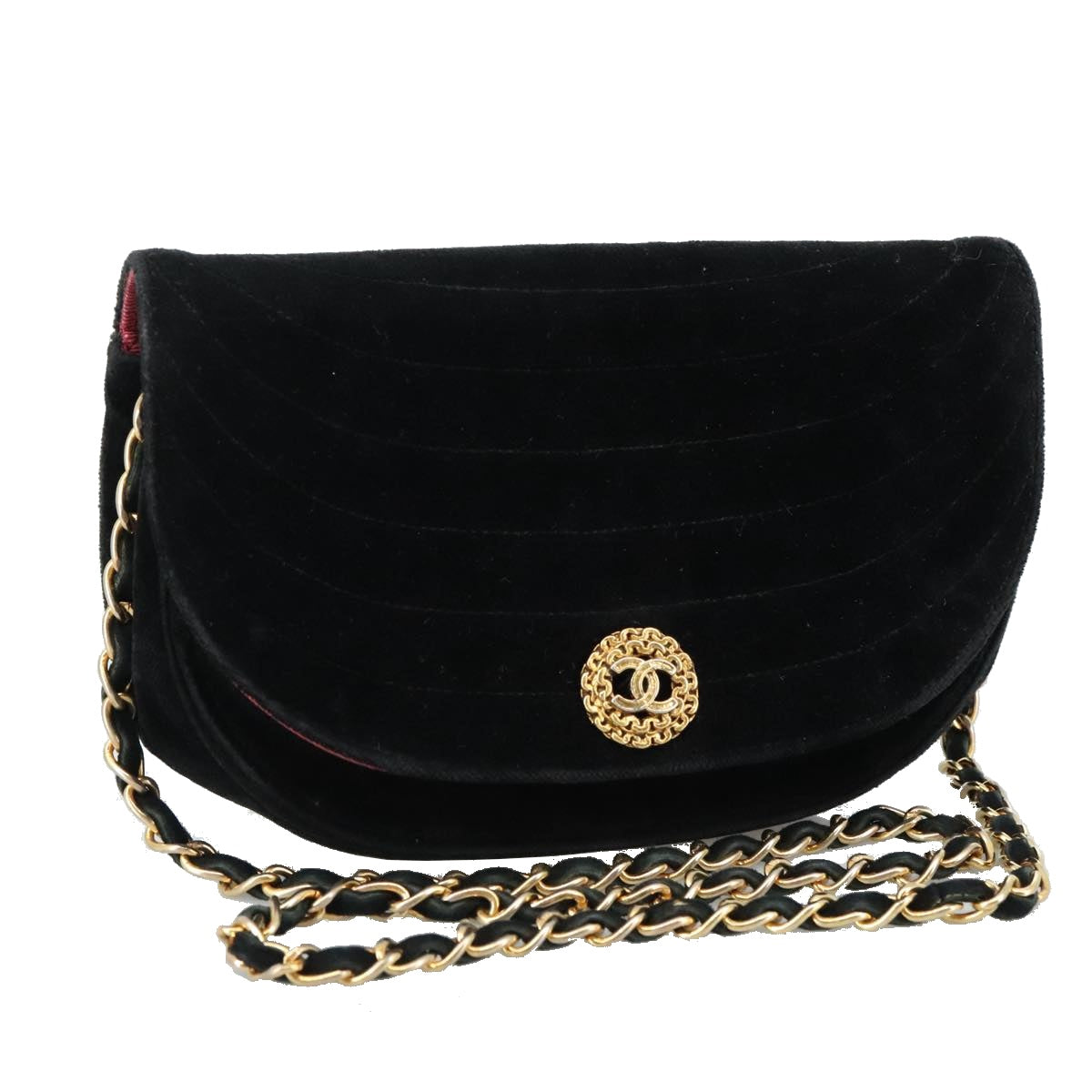 CHANEL Chain Shoulder Bag Suede Black CC 105831