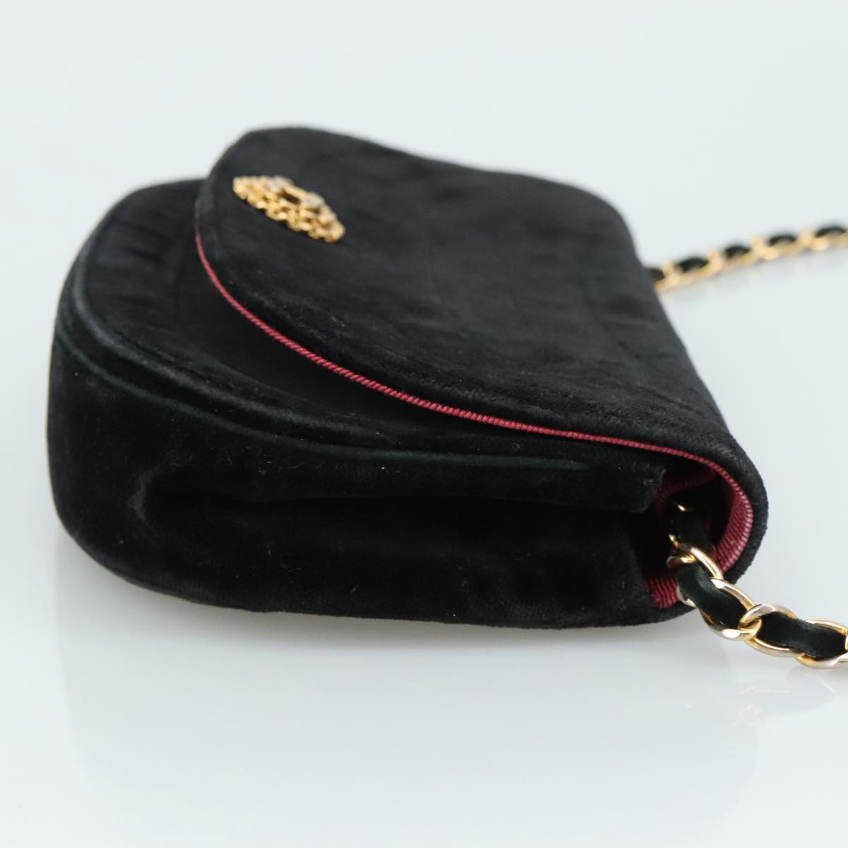 CHANEL Chain Shoulder Bag Suede Black CC 105831
