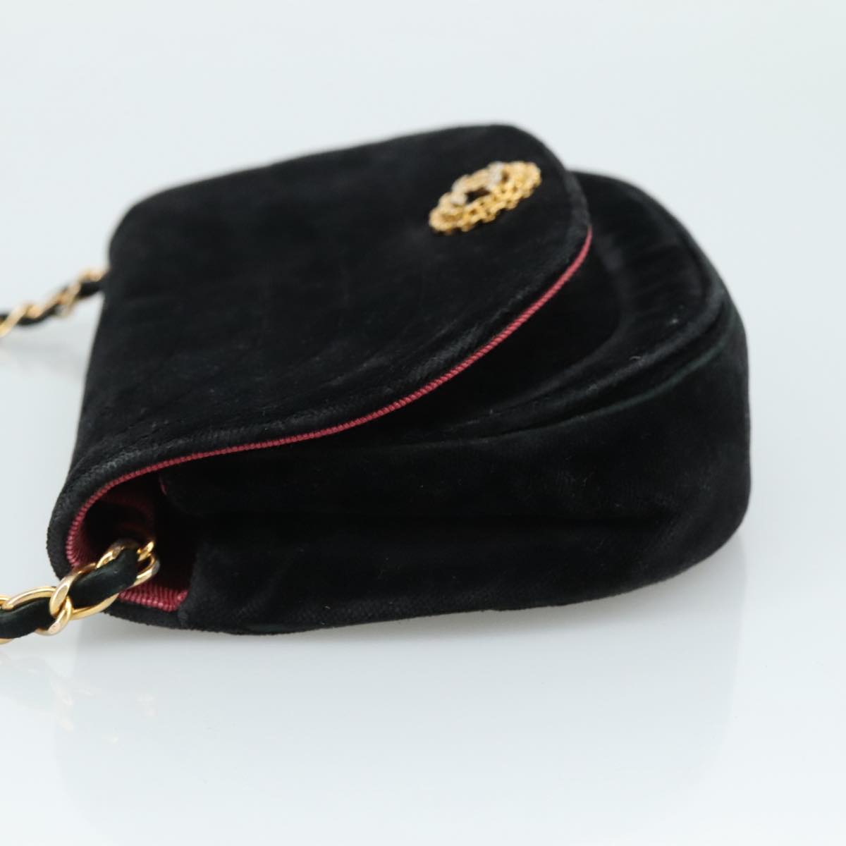 CHANEL Chain Shoulder Bag Suede Black CC 105831