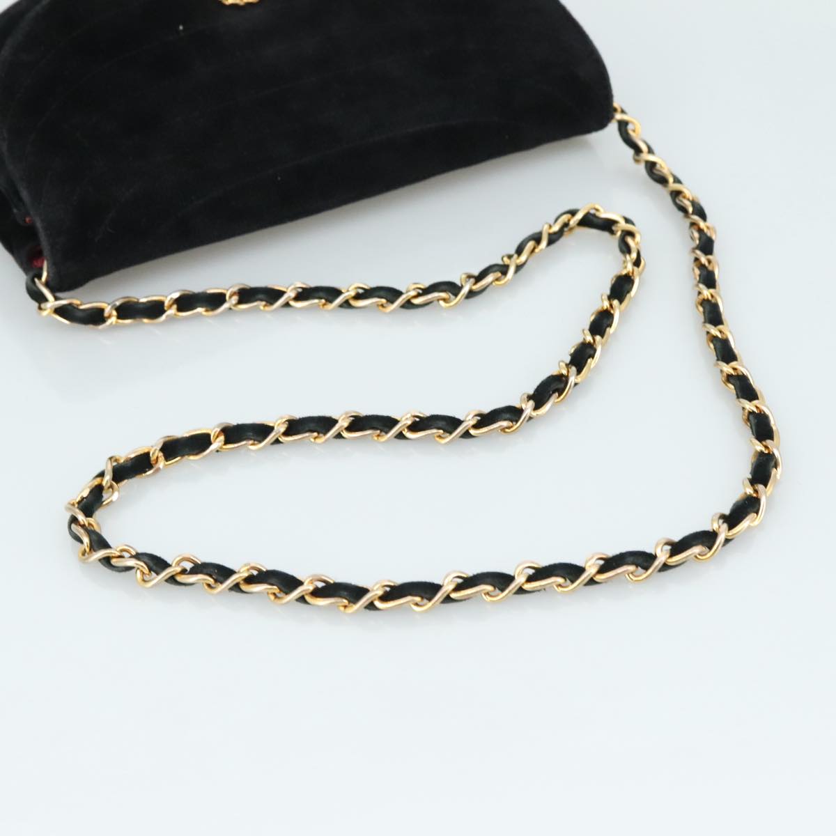 CHANEL Chain Shoulder Bag Suede Black CC 105831