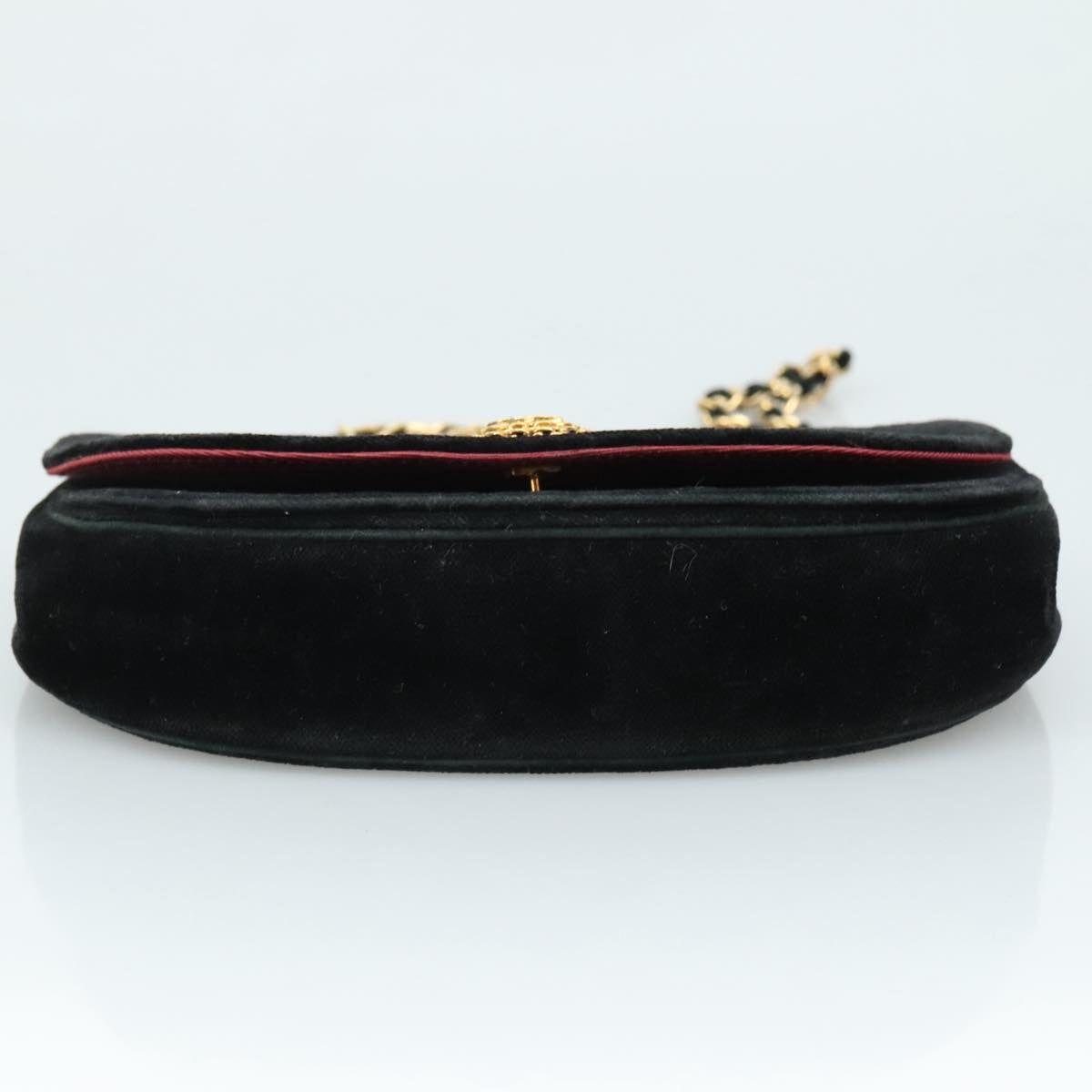 CHANEL Chain Shoulder Bag Suede Black CC 105831