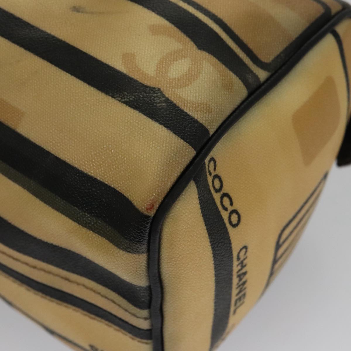 CHANEL Central Station Hand Bag PVC Beige CC 105991