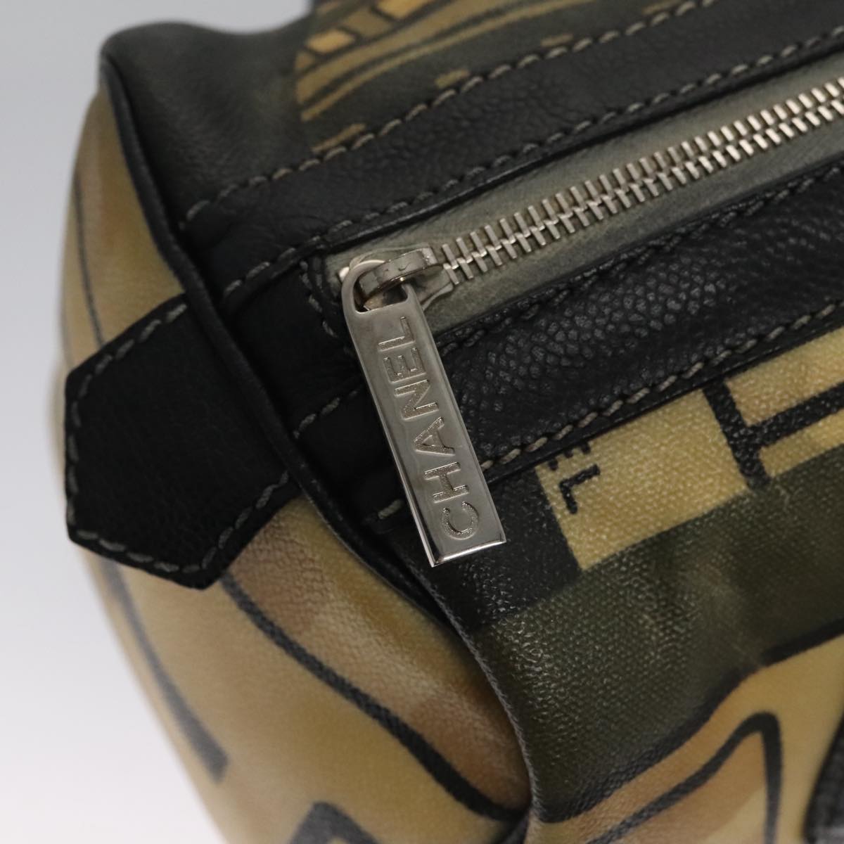 CHANEL Central Station Hand Bag PVC Beige CC 105991