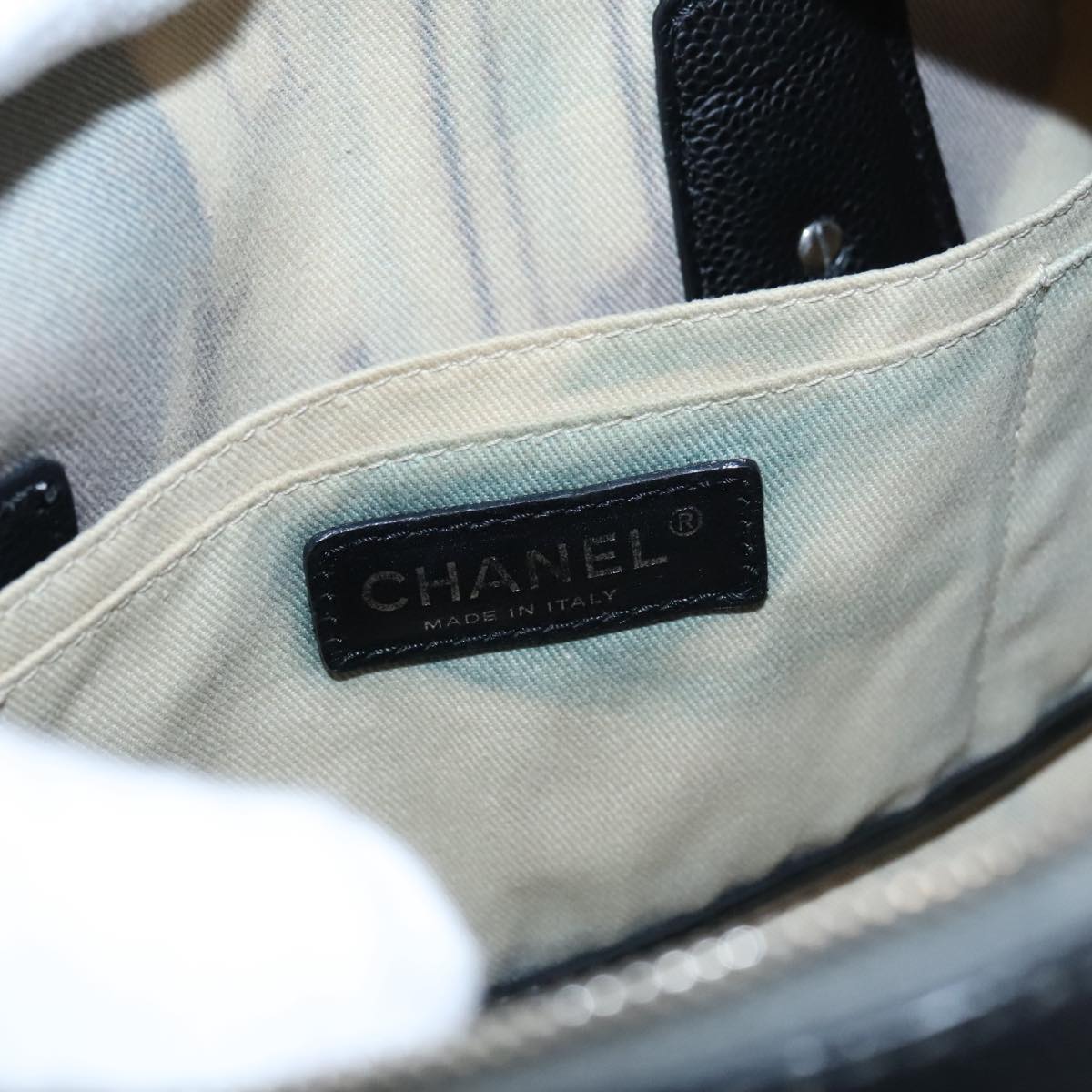 CHANEL Central Station Hand Bag PVC Beige CC 105991