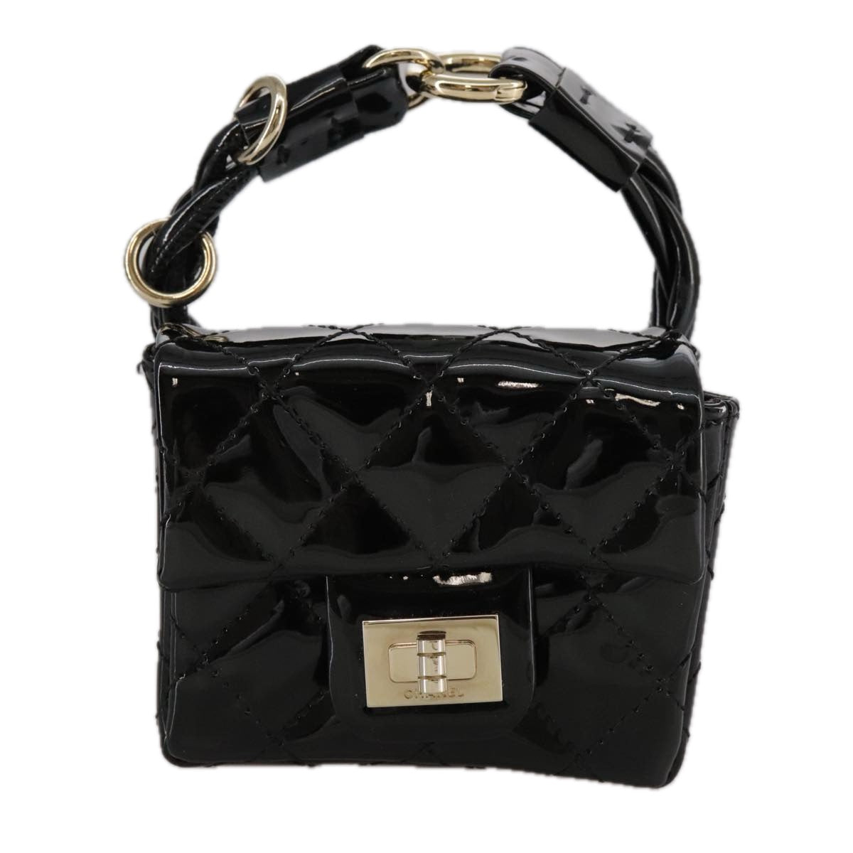 CHANEL Pouch Patent leather Black CC 106201