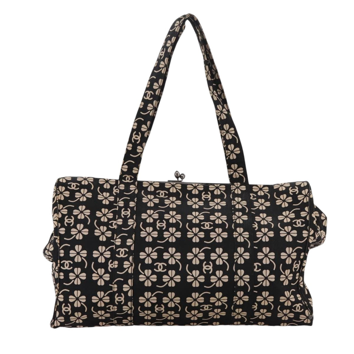 CHANEL Tote Bag Canvas Black CC 106391