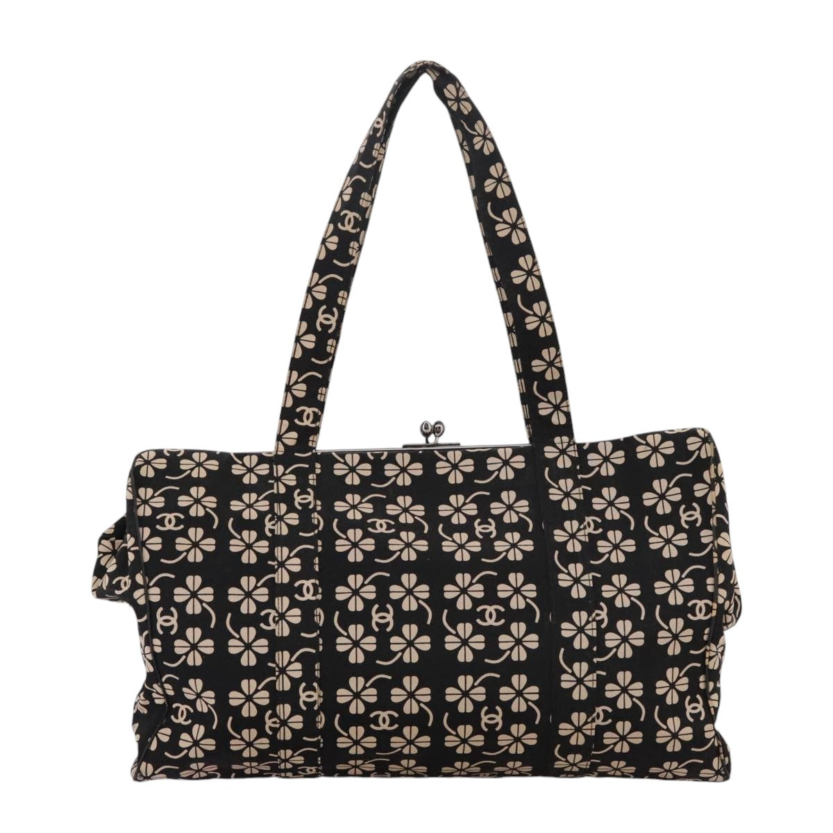 CHANEL Tote Bag Canvas Black CC 106391