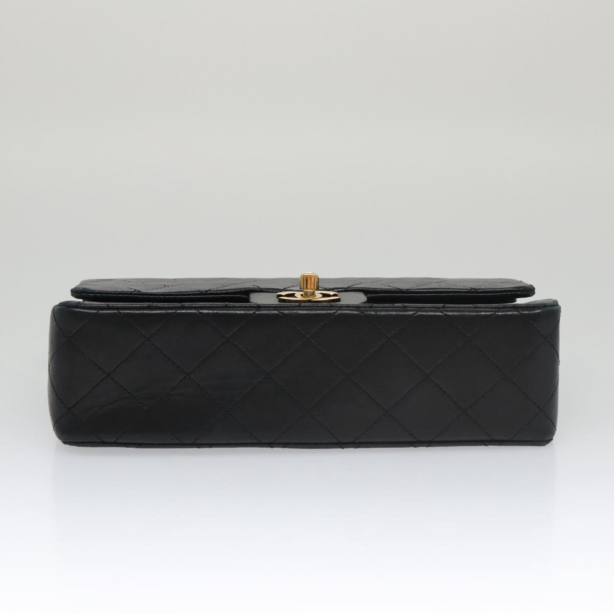 CHANEL Matelasse 23 Double Flap Double Chain Bag Lamb Skin Black CC 106415
