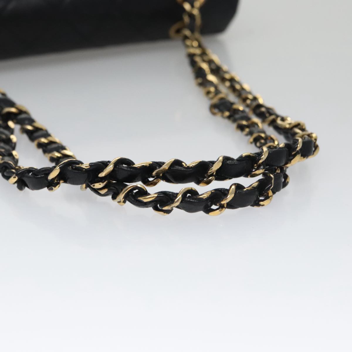 CHANEL Matelasse 23 Double Flap Double Chain Bag Lamb Skin Black CC 106415
