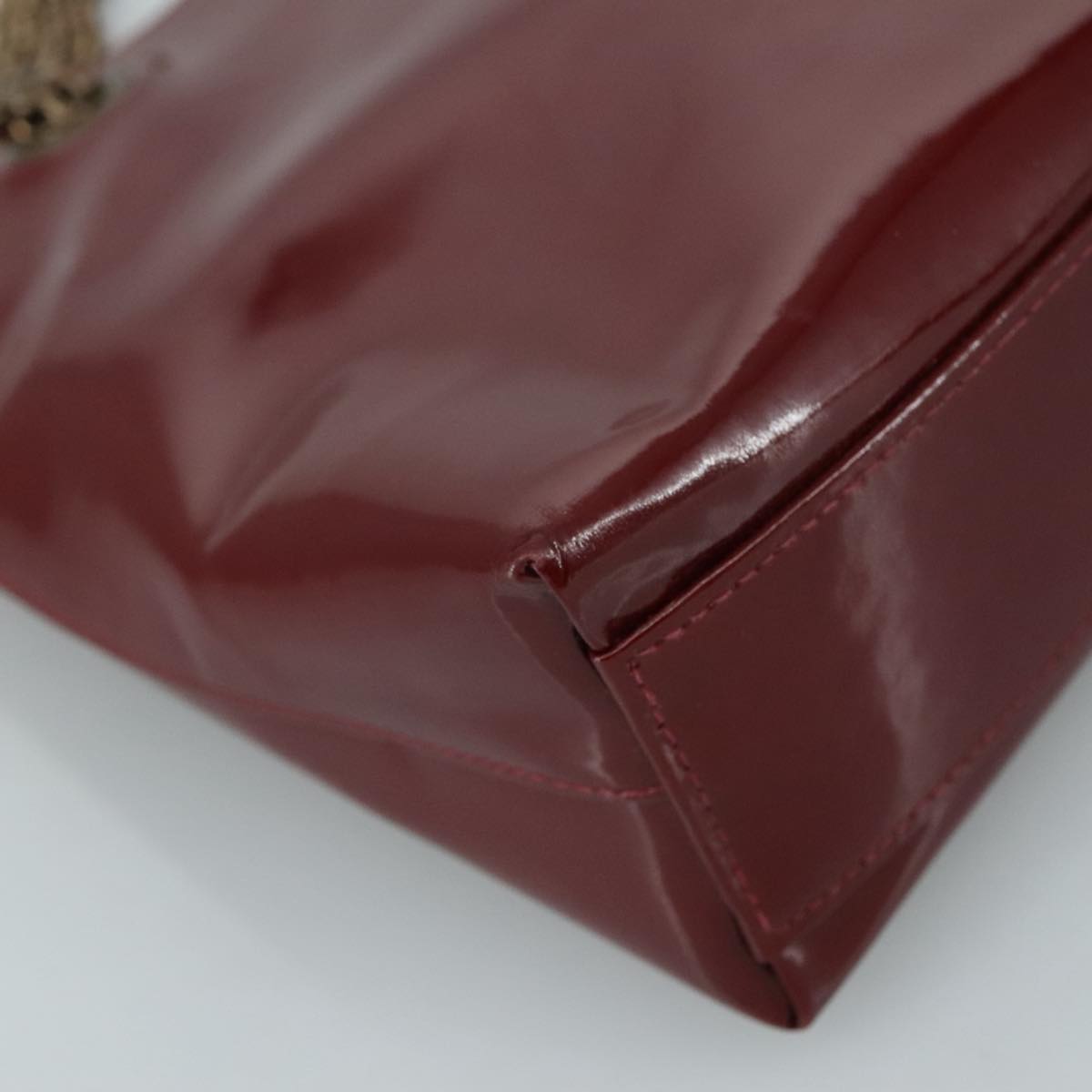 CHANEL Chain Shoulder Bag Patent leather Red CC 106421