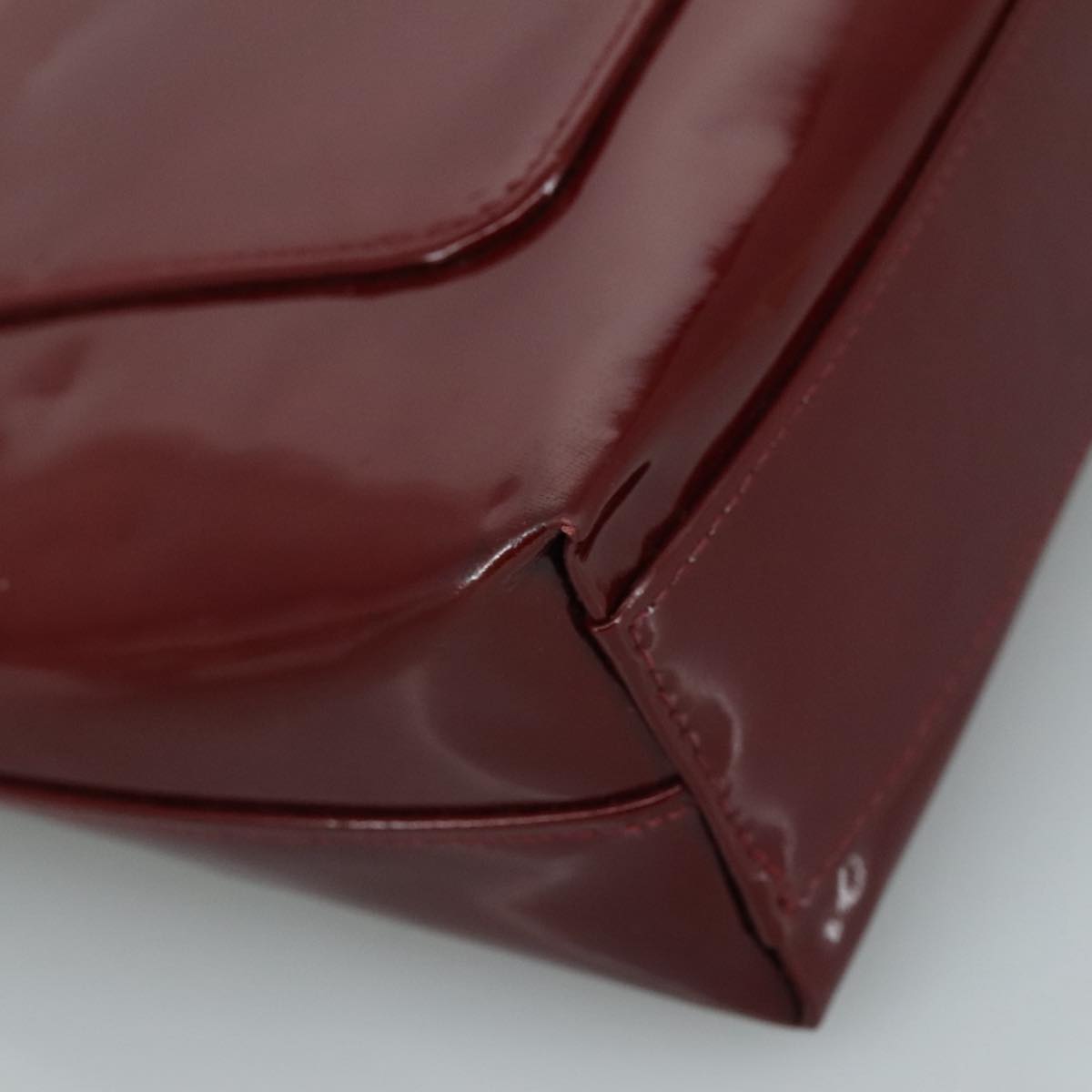 CHANEL Chain Shoulder Bag Patent leather Red CC 106421