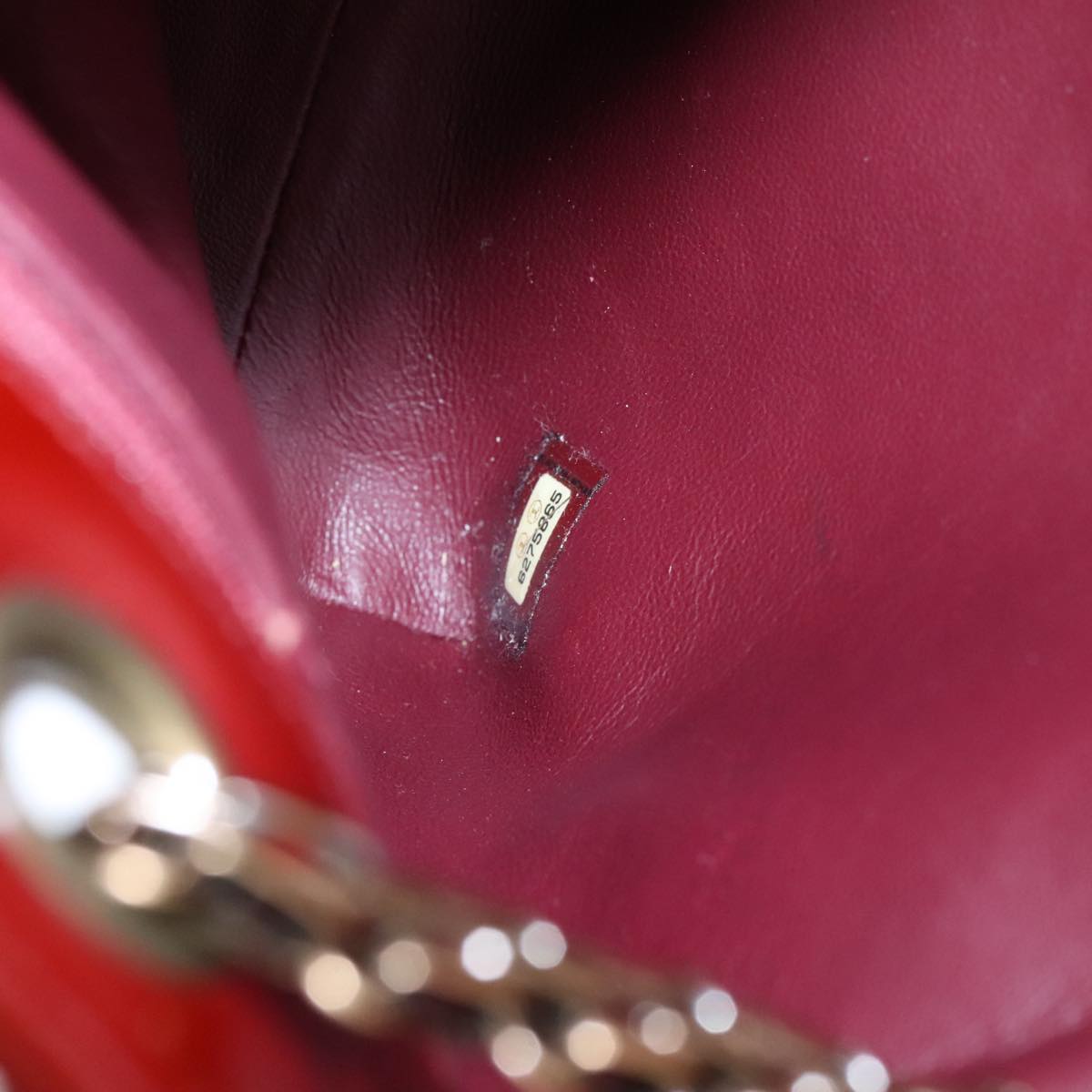 CHANEL Chain Shoulder Bag Patent leather Red CC 106421