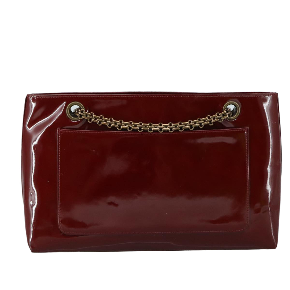 CHANEL Chain Shoulder Bag Patent leather Red CC 106421