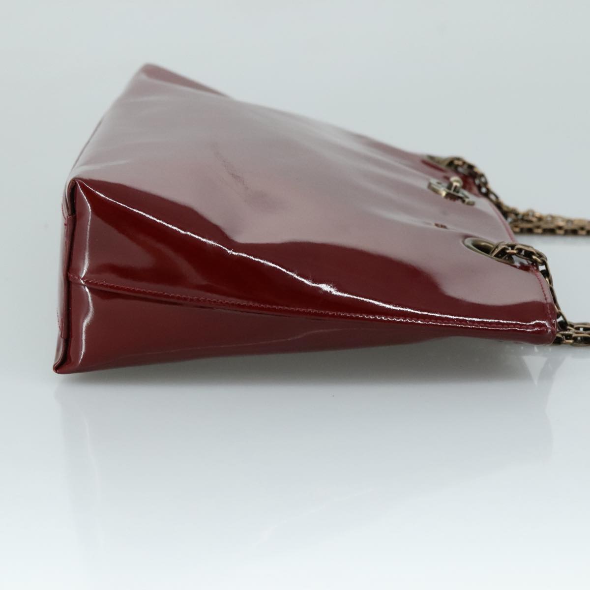 CHANEL Chain Shoulder Bag Patent leather Red CC 106421