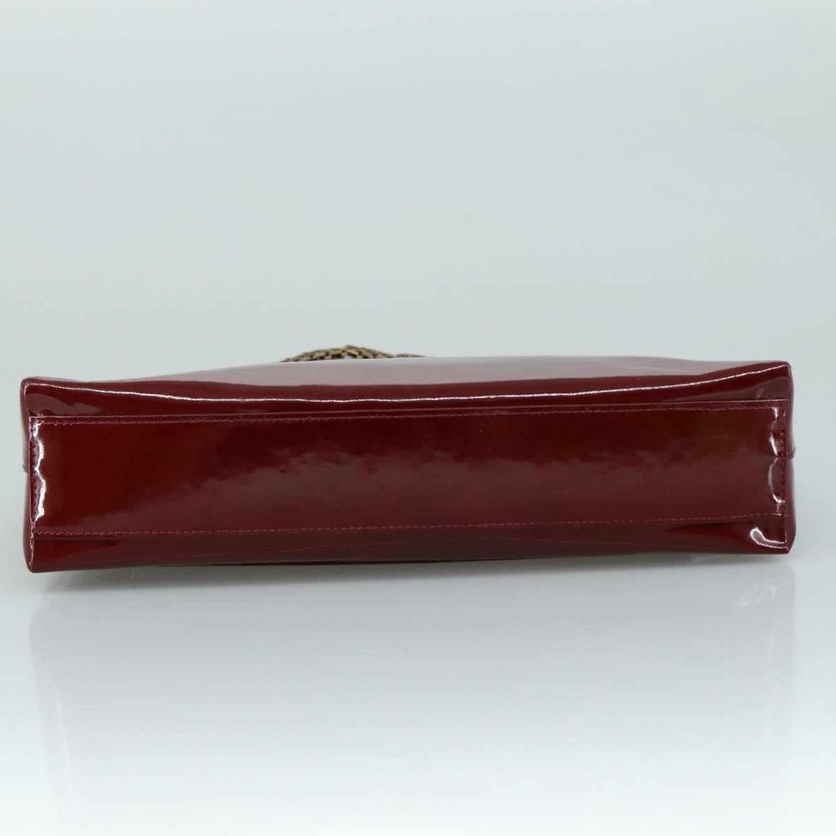 CHANEL Chain Shoulder Bag Patent leather Red CC 106421
