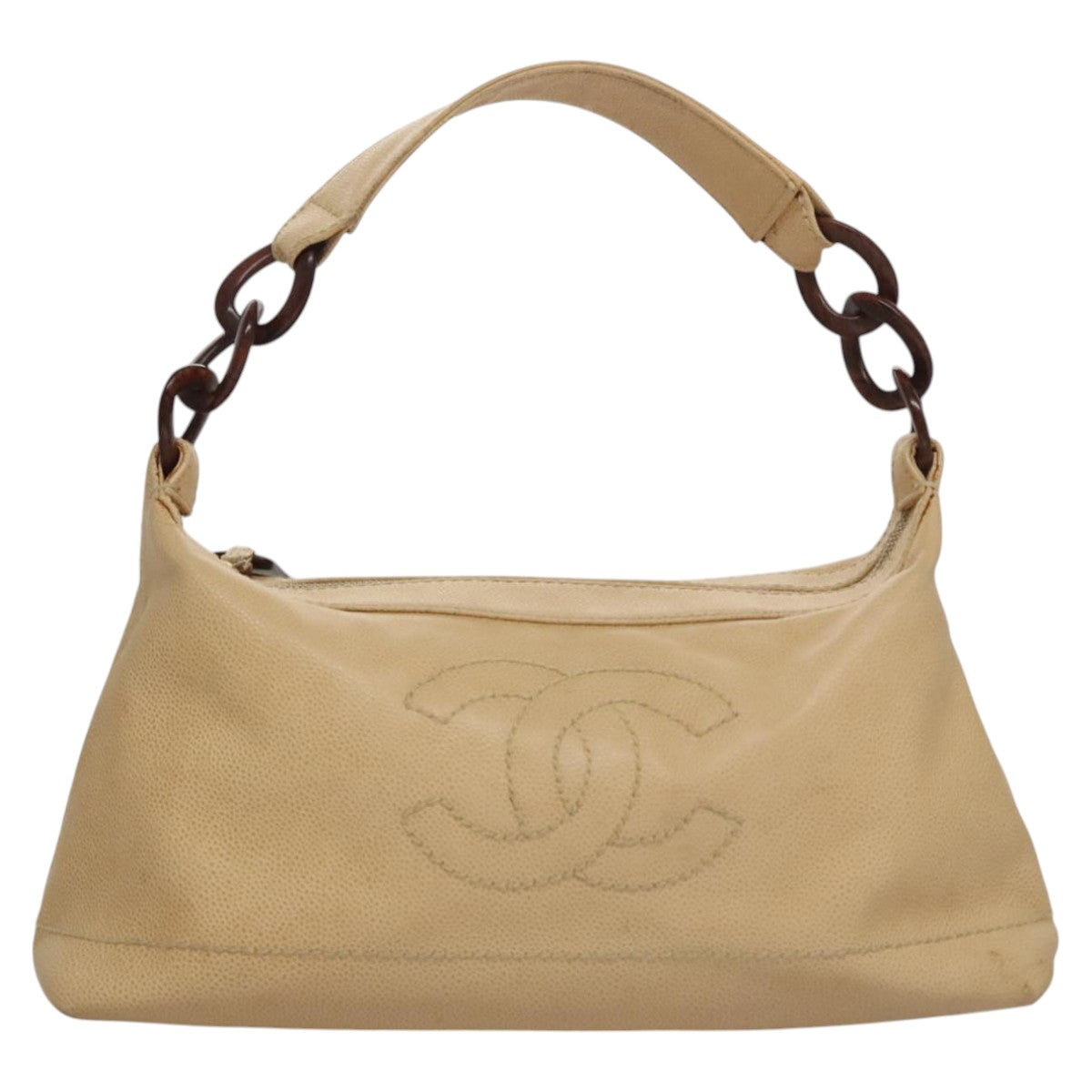 CHANEL Shoulder Bag Caviar Skin Beige CC 106440