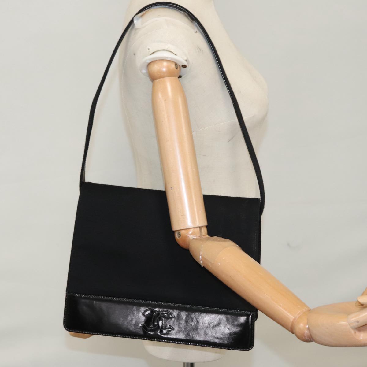 CHANEL Matelasse Shoulder Bag Cotton Black CC 106442