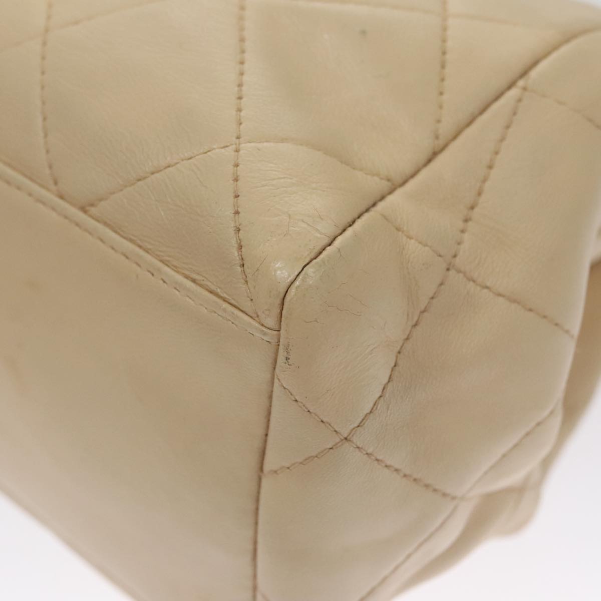 CHANEL Matelasse Chain Hand Bag Lamb Skin Beige Gold CC 106445