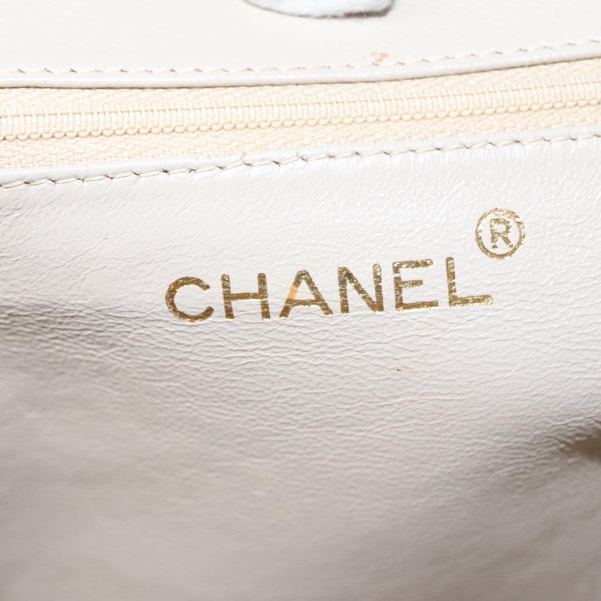 CHANEL Matelasse Chain Hand Bag Lamb Skin Beige Gold CC 106445