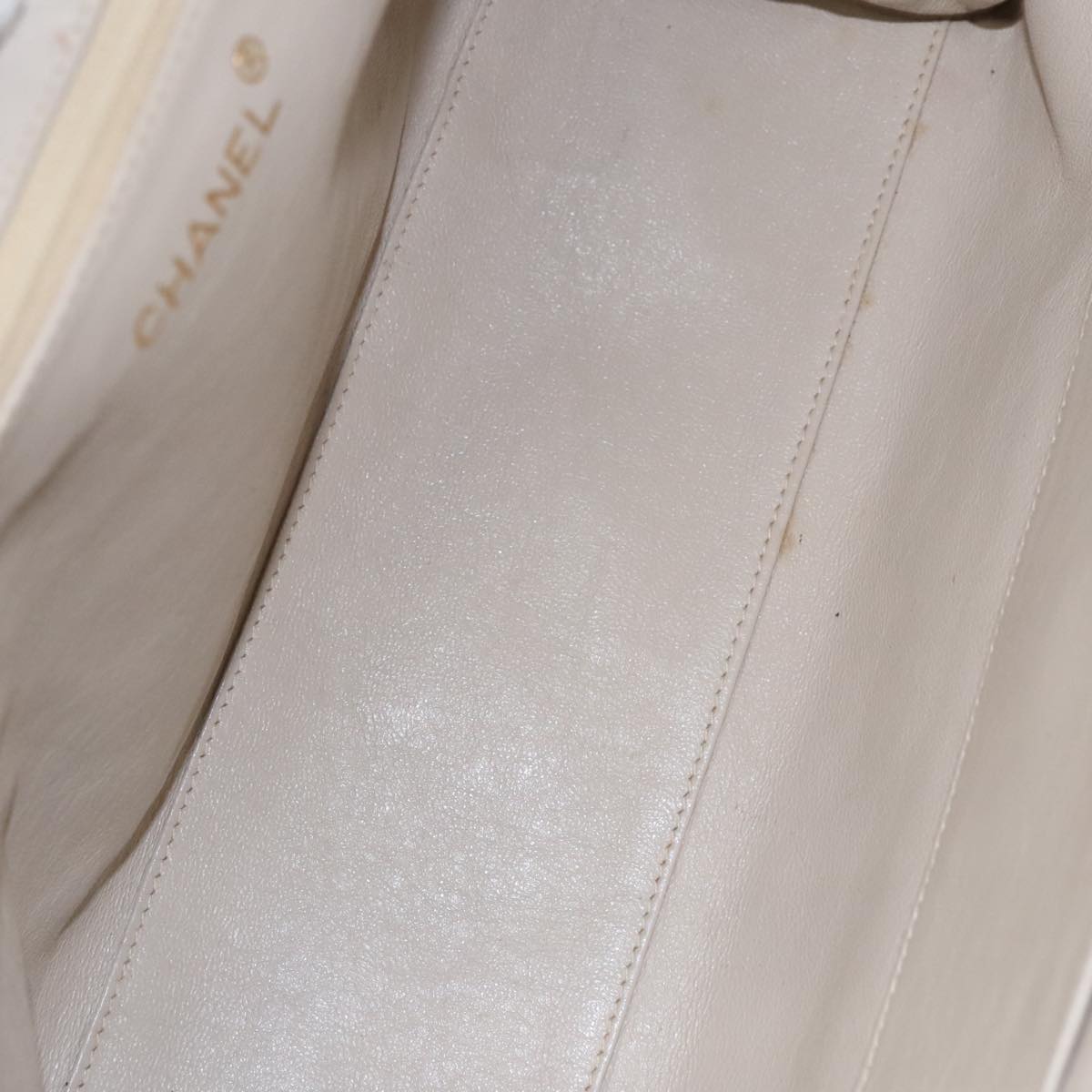 CHANEL Matelasse Chain Hand Bag Lamb Skin Beige Gold CC 106445