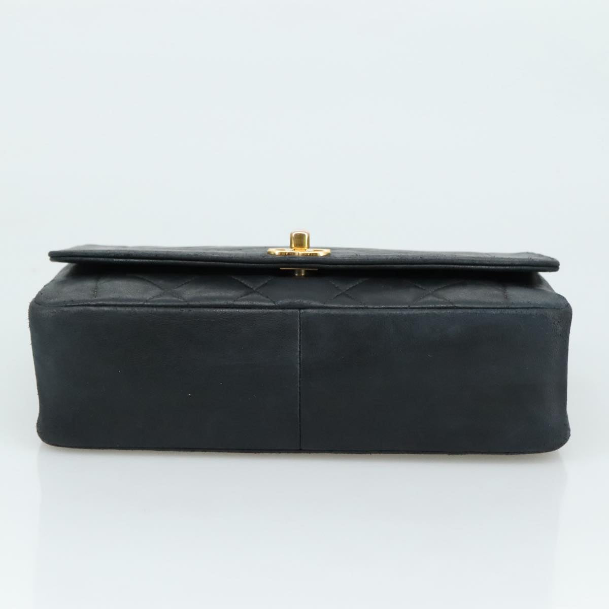 CHANEL Matelasse Chain Diana Shoulder Bag Lamb Skin Black Gold CC 106722
