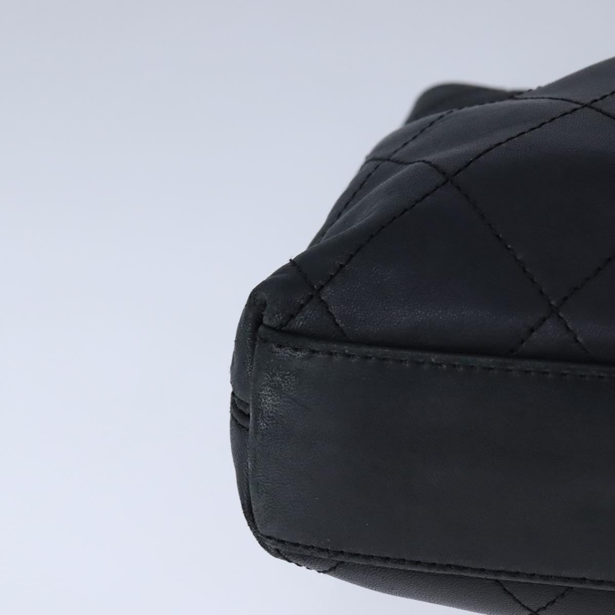 CHANEL Matelasse Bamboo Hand Bag Lamb Skin Black Gold CC 106836