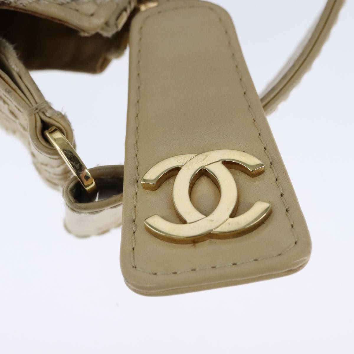 CHANEL Wild Stitch Matelasse Shoulder Bag Leather Beige Gold CC 106837