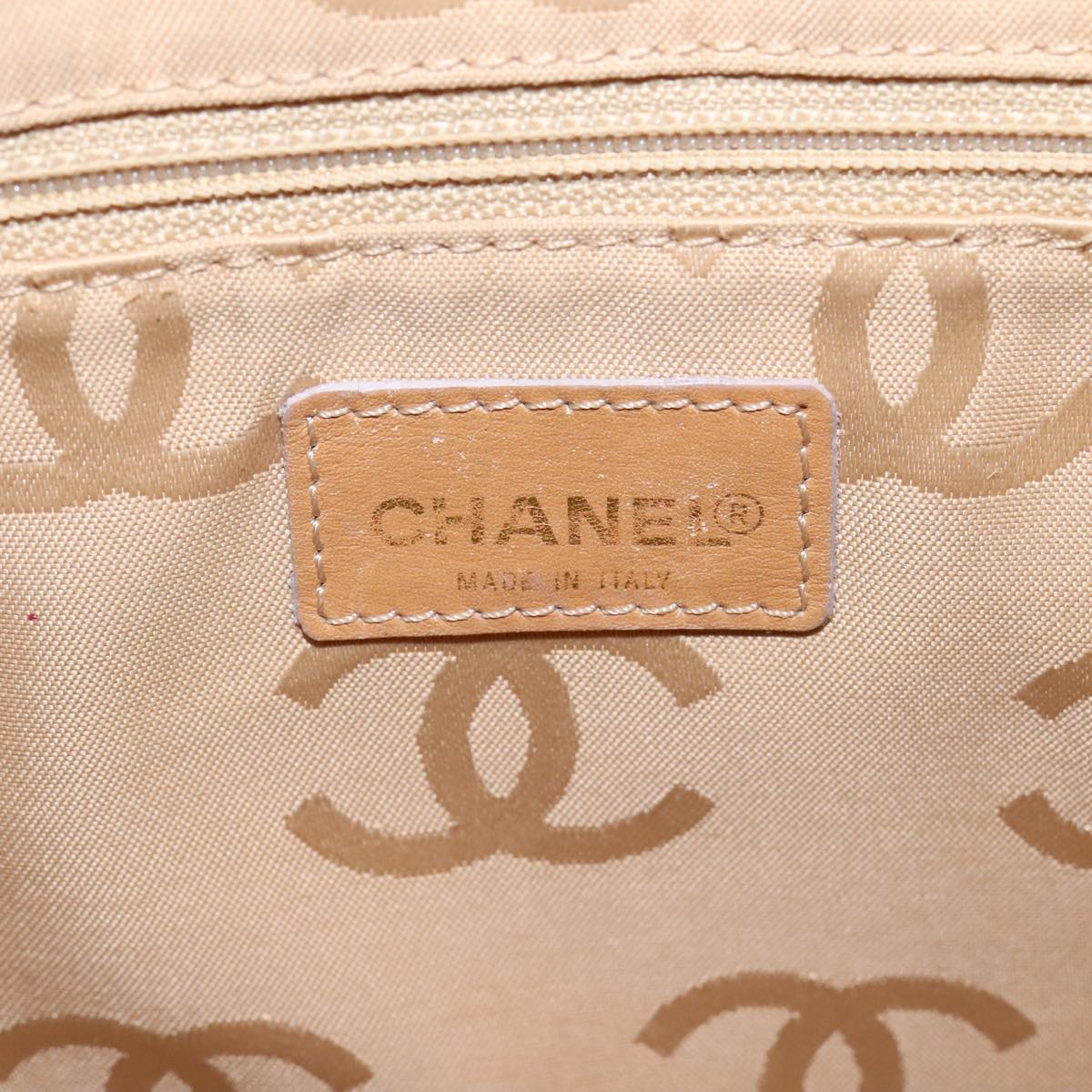 CHANEL Wild Stitch Matelasse Shoulder Bag Leather Beige Gold CC 106837