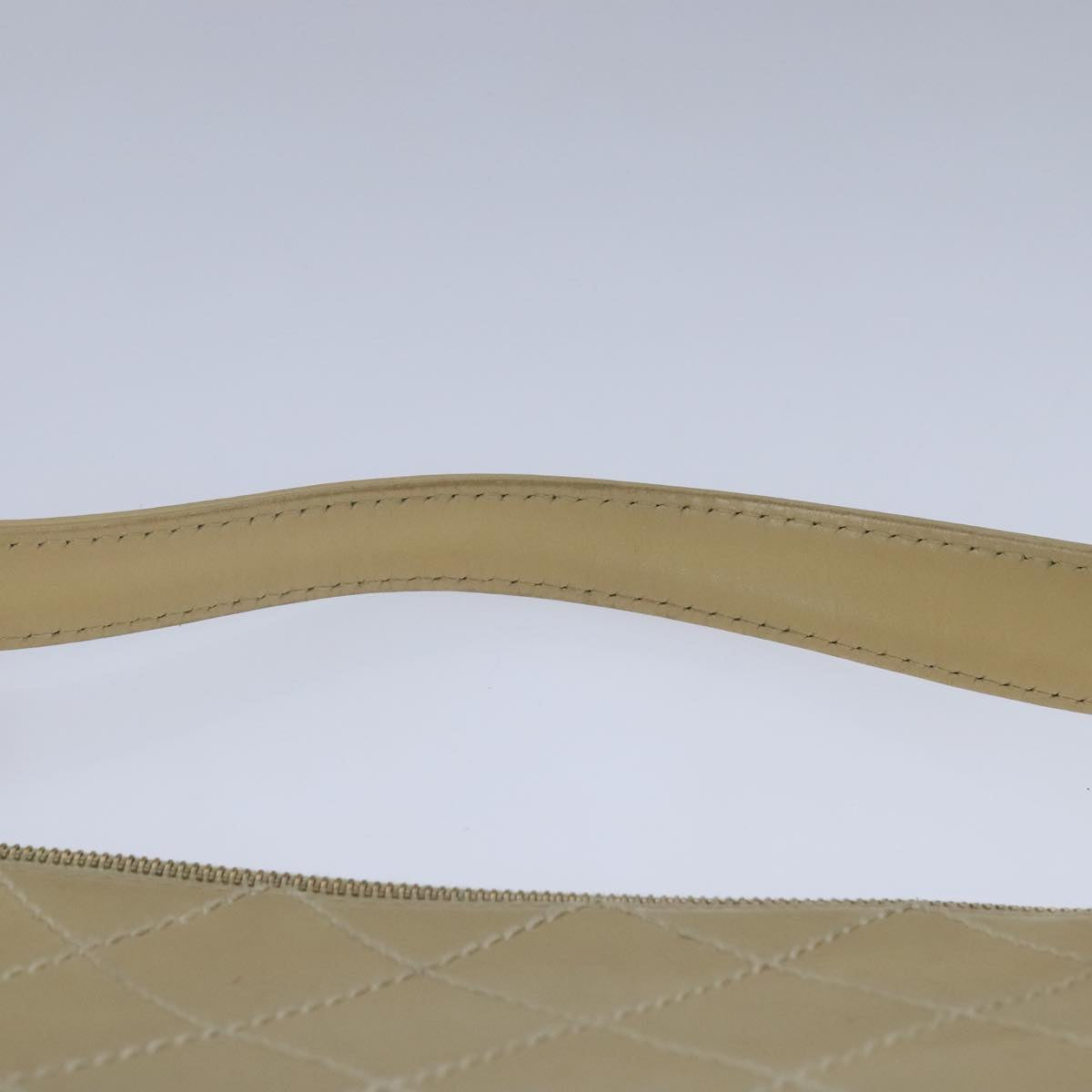 CHANEL Wild Stitch Matelasse Shoulder Bag Leather Beige Gold CC 106837