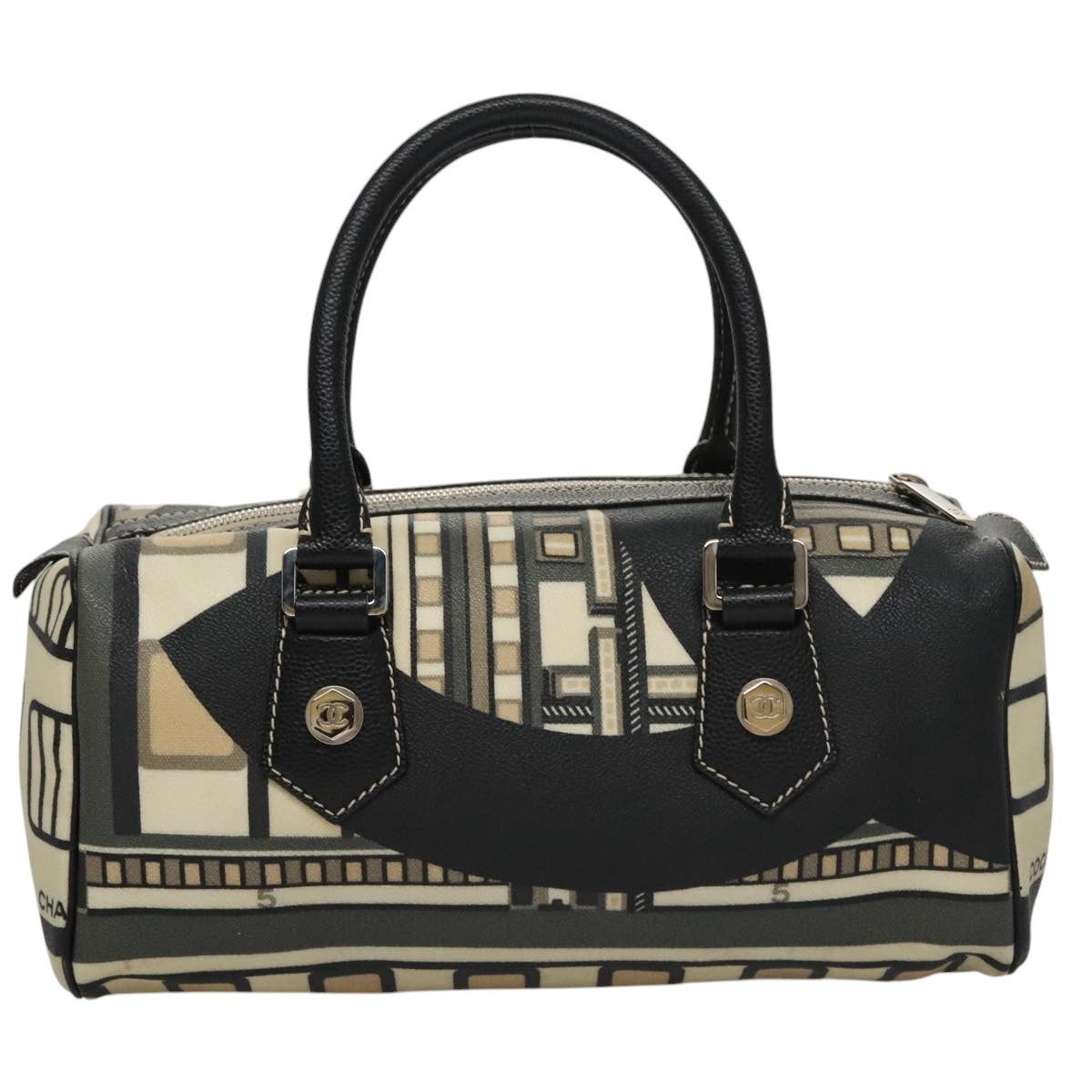CHANEL Central Station Hand Bag Leather Beige CC 107503