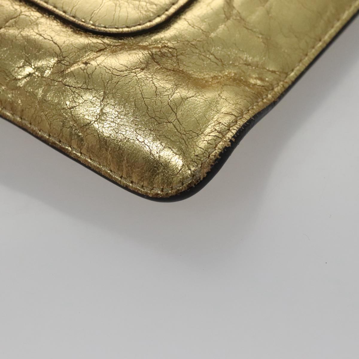 CHANEL Clutch Bag Leather Gold CC 107504