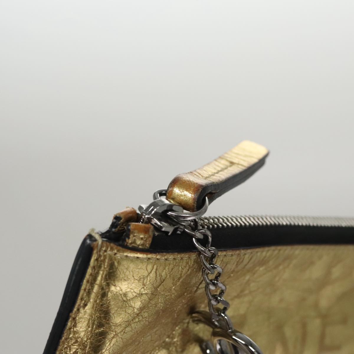 CHANEL Clutch Bag Leather Gold CC 107504