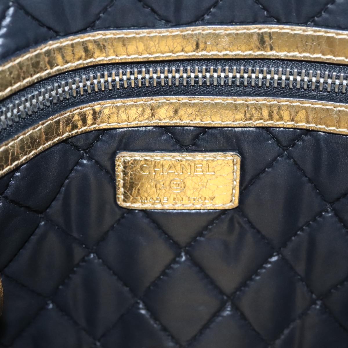 CHANEL Clutch Bag Leather Gold CC 107504