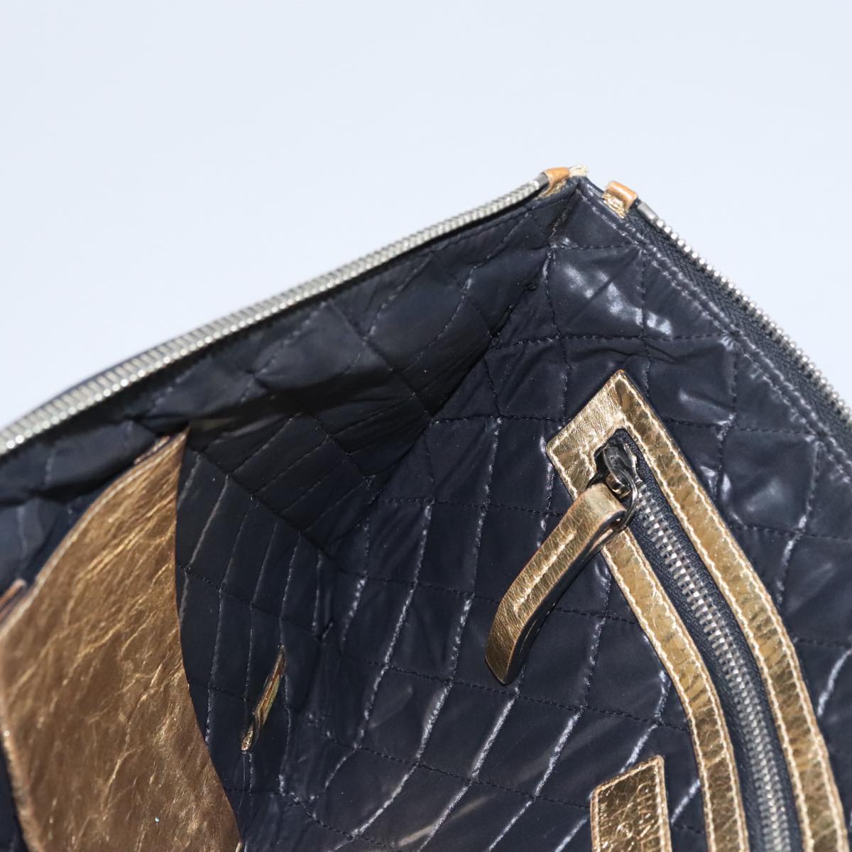 CHANEL Clutch Bag Leather Gold CC 107504