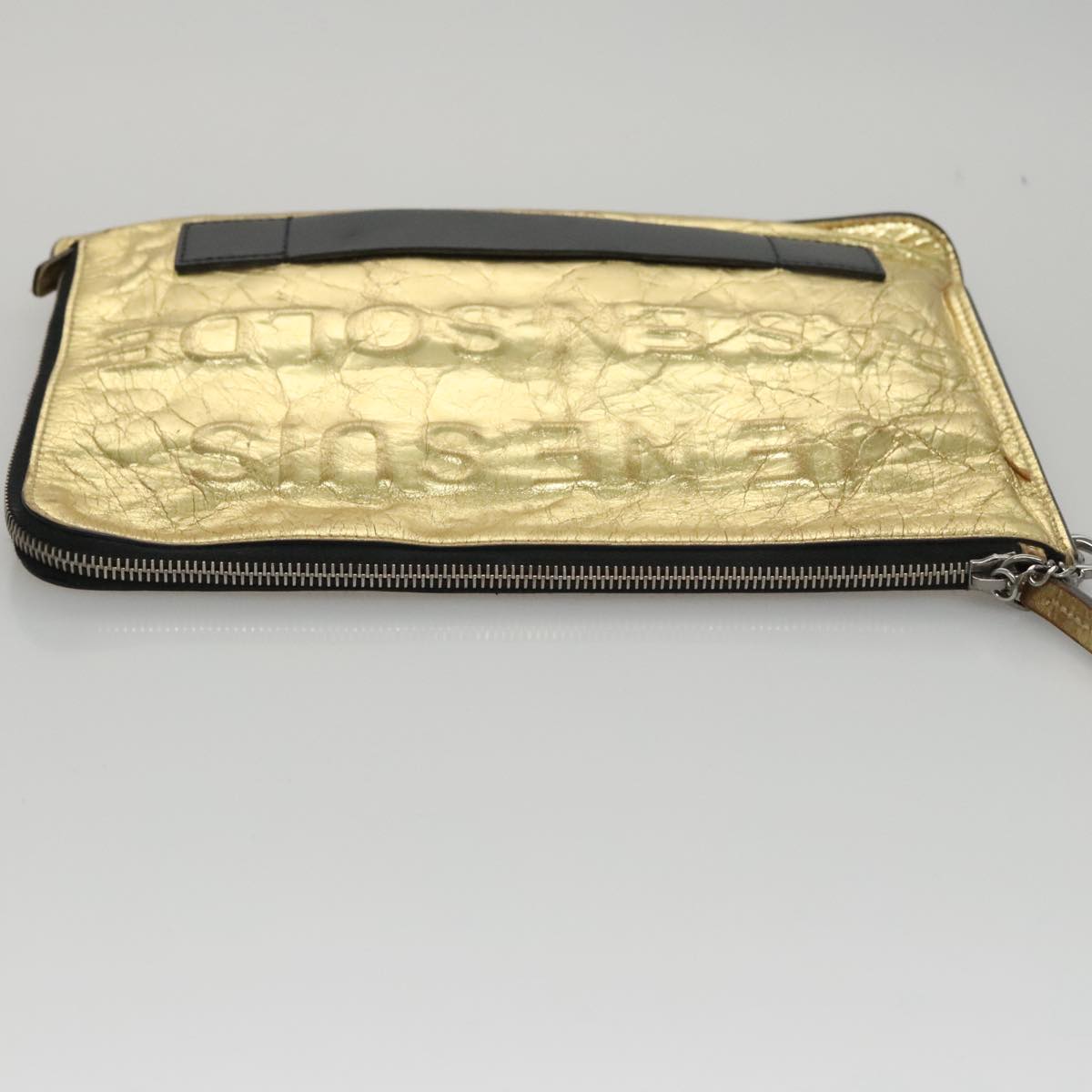 CHANEL Clutch Bag Leather Gold CC 107504