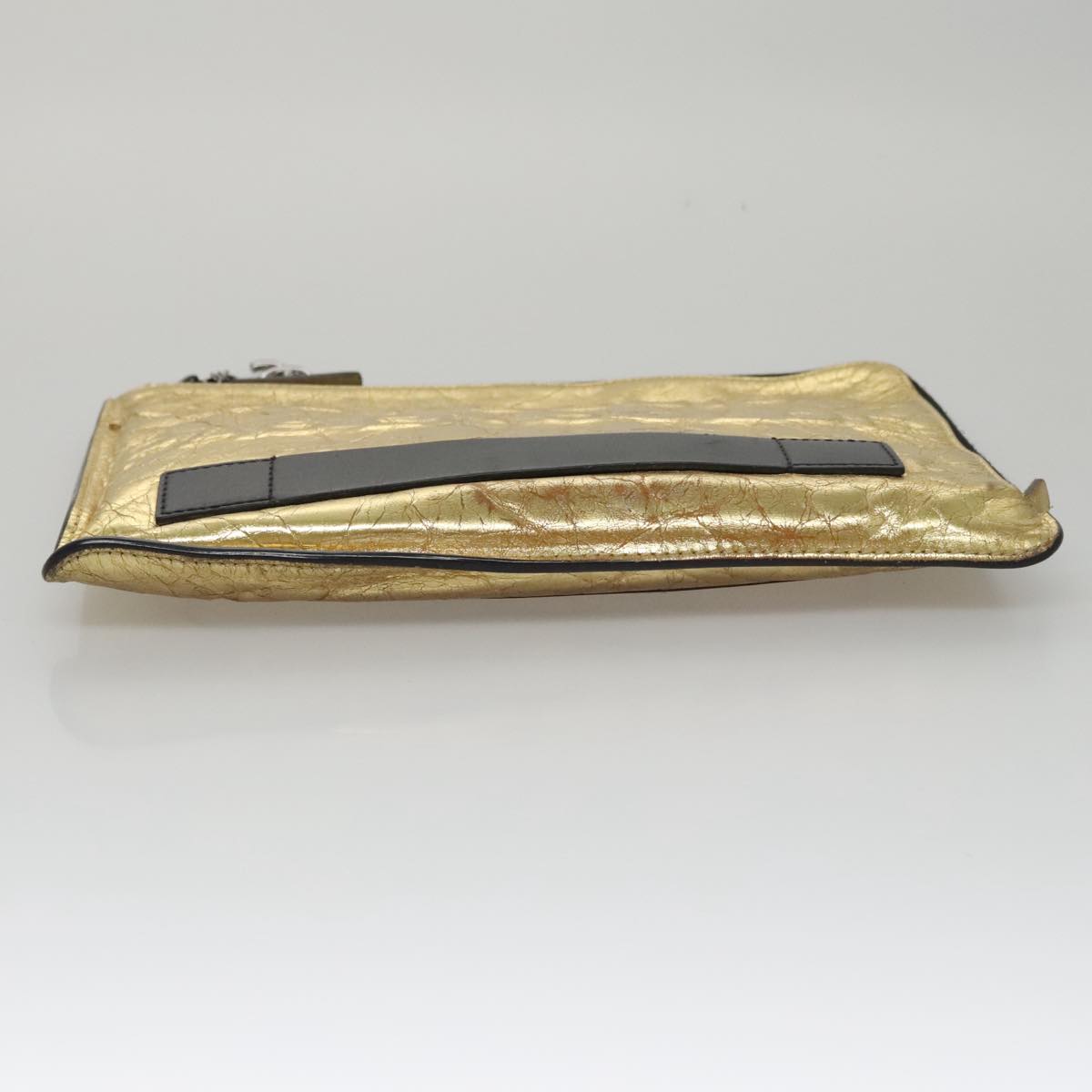 CHANEL Clutch Bag Leather Gold CC 107504