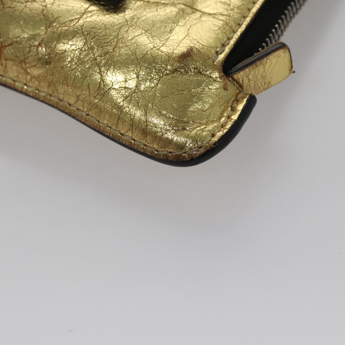 CHANEL Clutch Bag Leather Gold CC 107504
