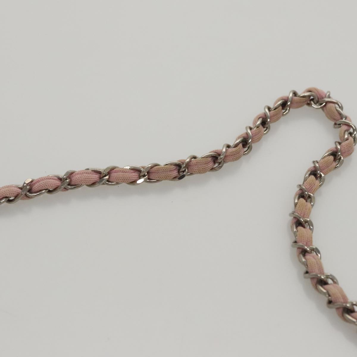CHANEL Matelasse Chain Shoulder Bag Cotton Pink Silver CC 107505
