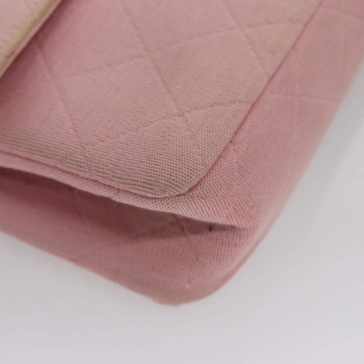 CHANEL Matelasse Chain Shoulder Bag Cotton Pink Silver CC 107505