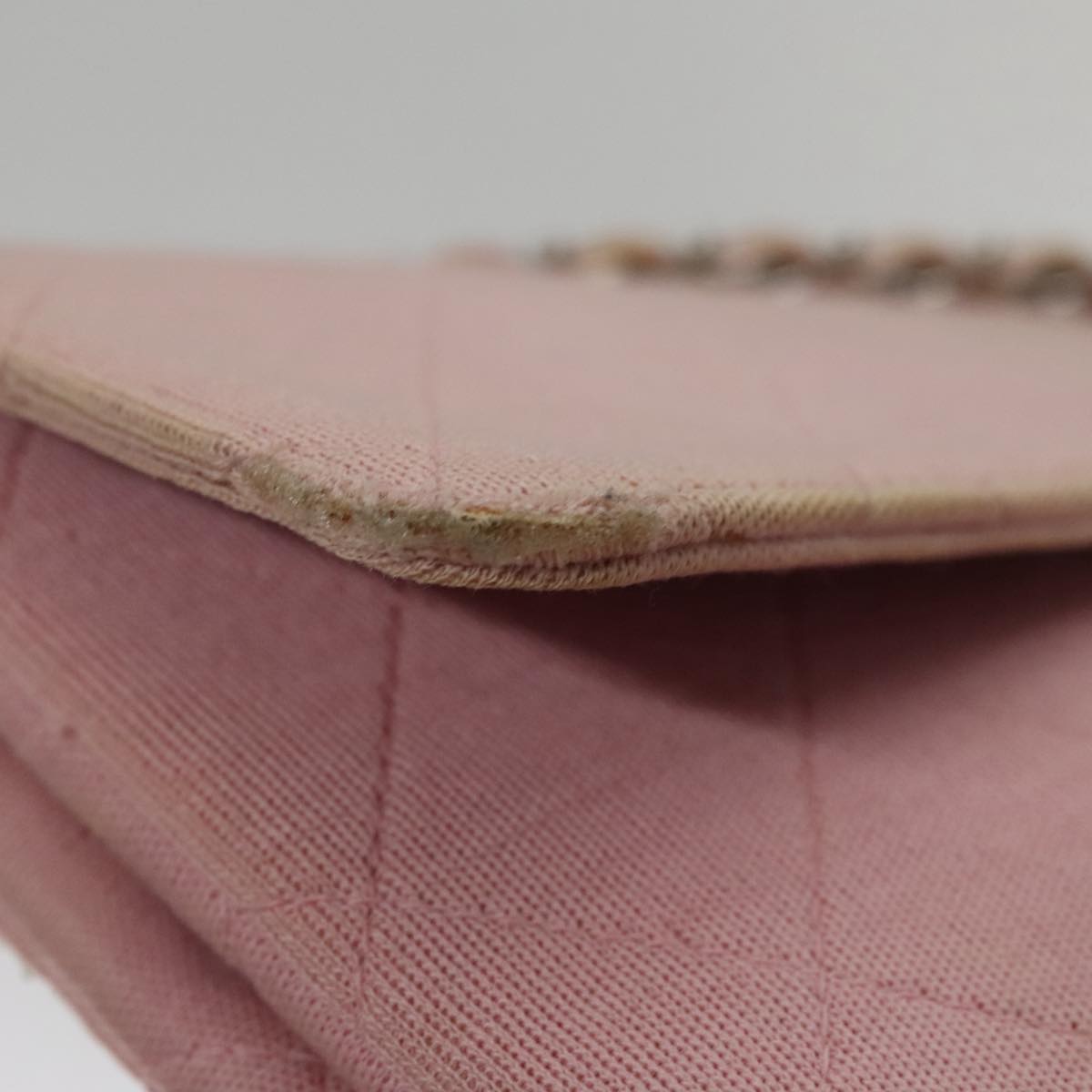 CHANEL Matelasse Chain Shoulder Bag Cotton Pink Silver CC 107505