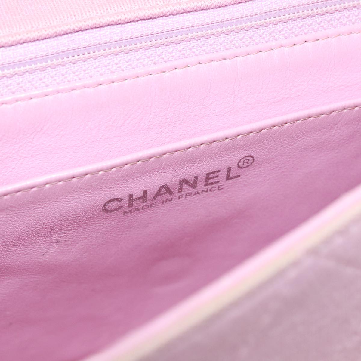 CHANEL Matelasse Chain Shoulder Bag Cotton Pink Silver CC 107505