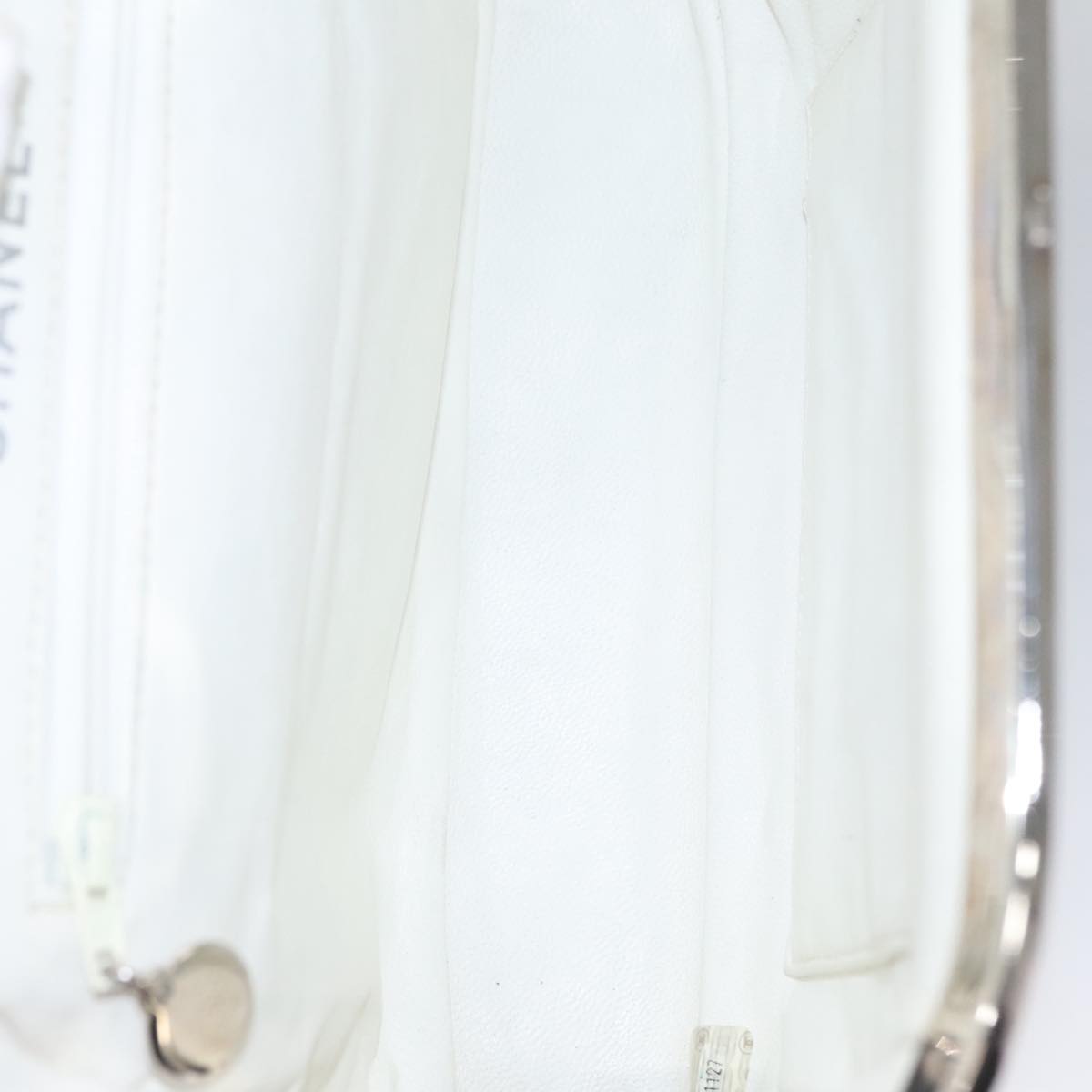 CHANEL Matelasse Hand Bag Canvas White CC 107506