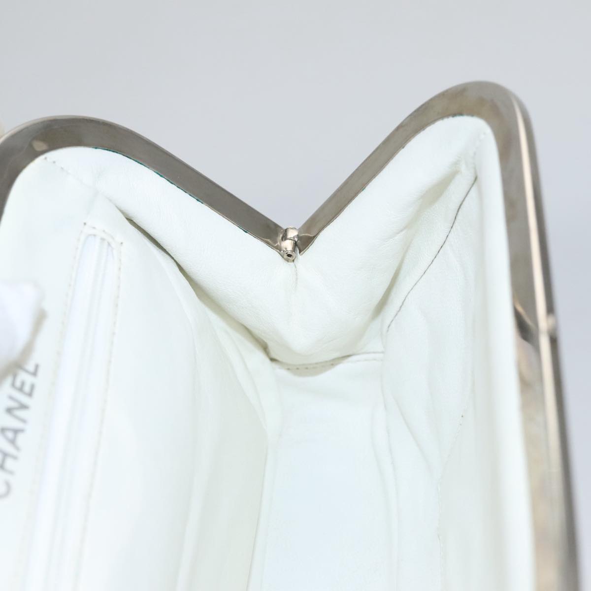 CHANEL Matelasse Hand Bag Canvas White CC 107506