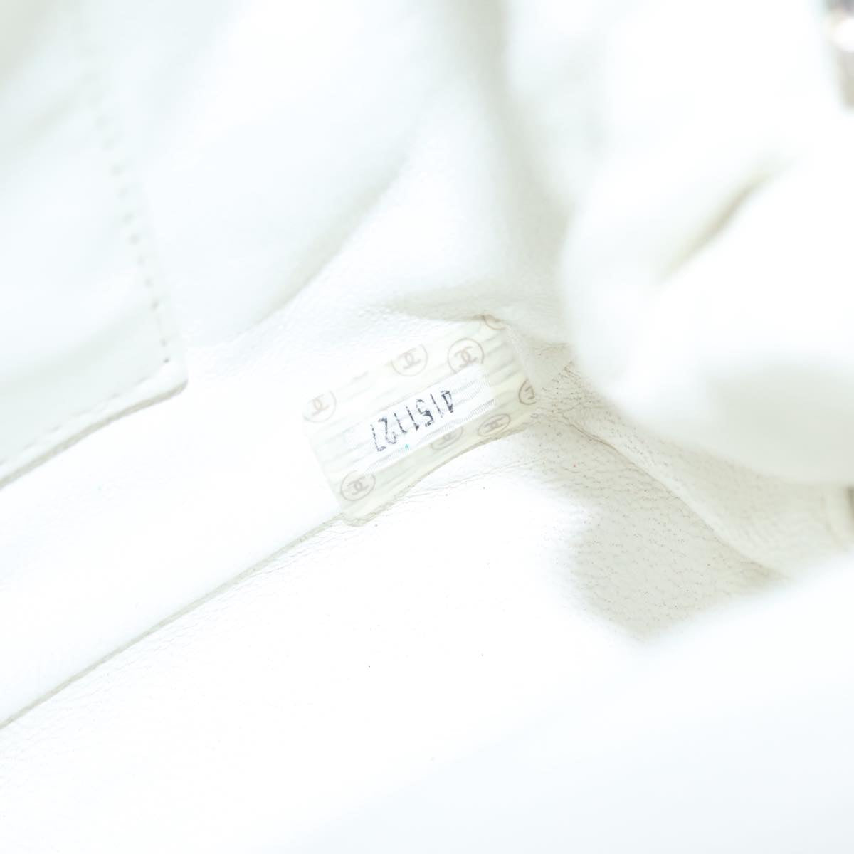 CHANEL Matelasse Hand Bag Canvas White CC 107506