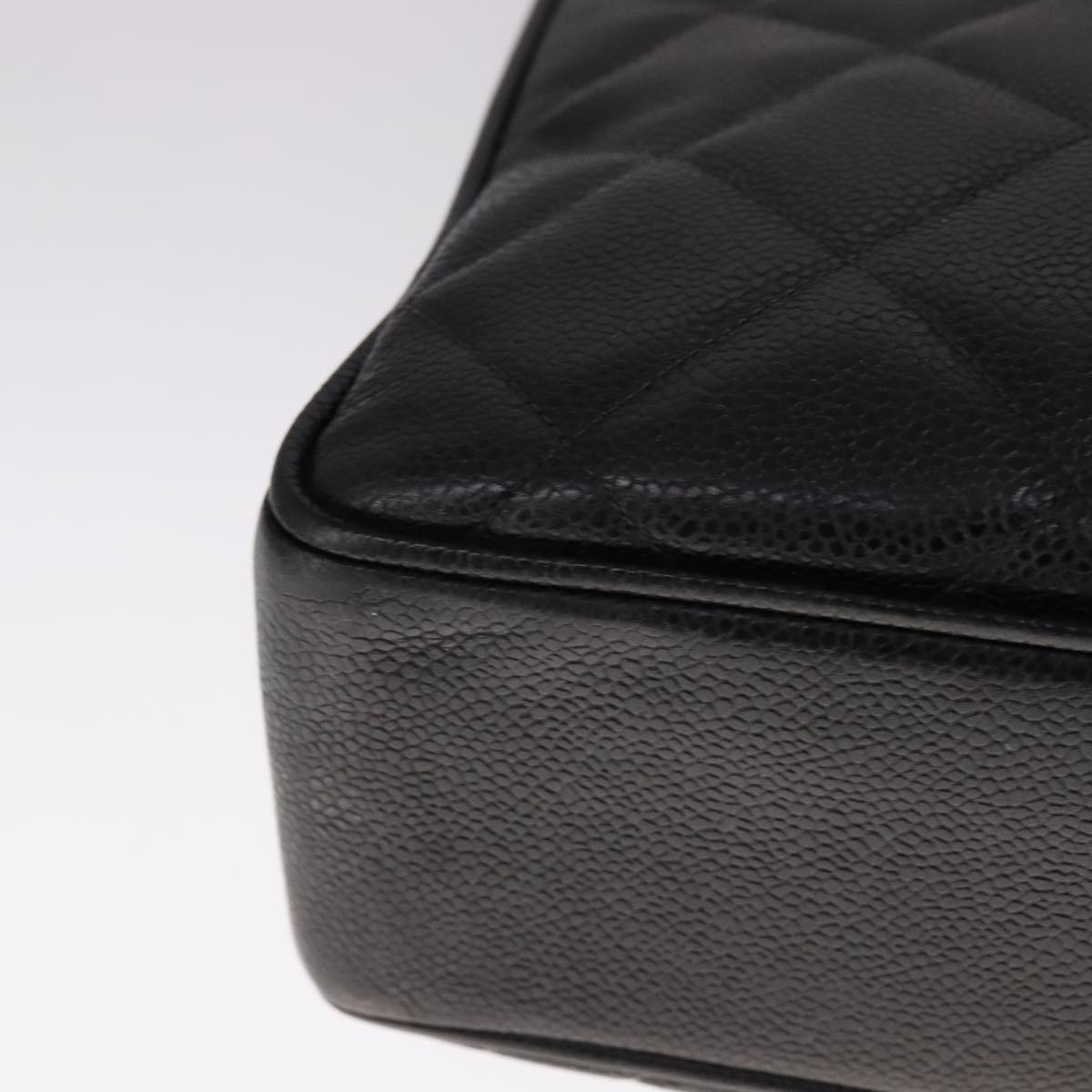 CHANEL Matelasse Tote Bag Caviar Skin Black CC 107636
