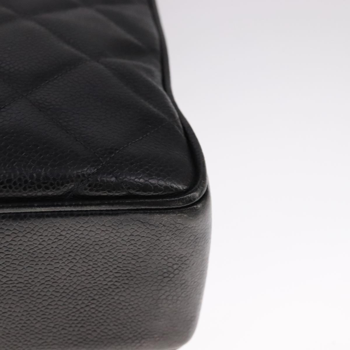 CHANEL Matelasse Tote Bag Caviar Skin Black CC 107636