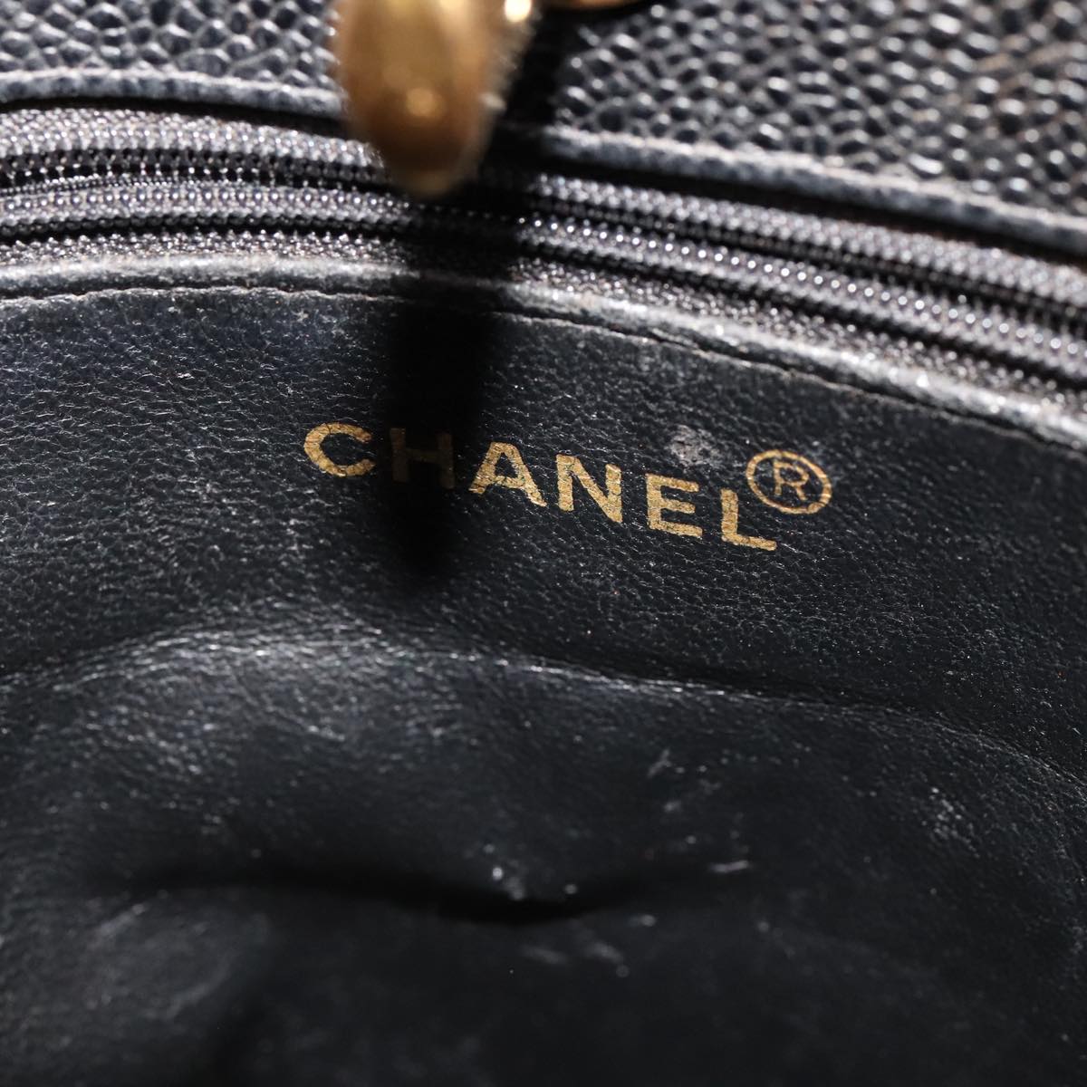 CHANEL Matelasse Tote Bag Caviar Skin Black CC 107636