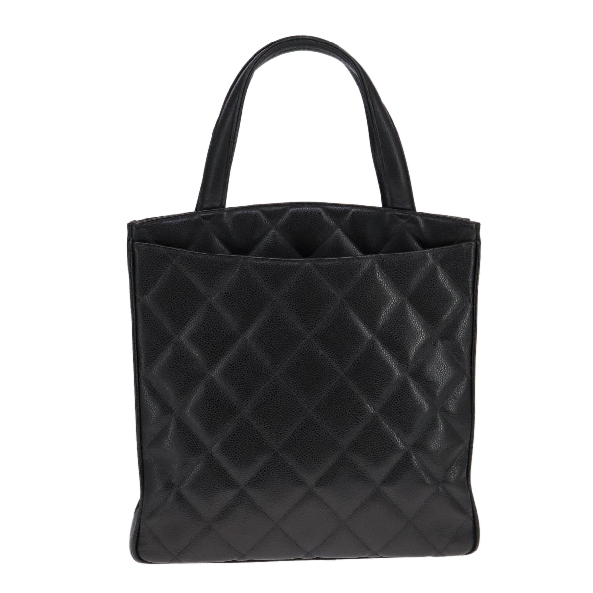 CHANEL Matelasse Tote Bag Caviar Skin Black CC 107636